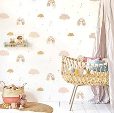 lidor regenboog behangpapier rainbows wallpaper kinderkamer behang babykamer wolkjes regenboog kinderkamer