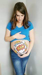 Belly Bump Facepaint I Did For A Boy Gender Reveal It Turned Out Adorable Pleas In 2020 Pregnant Belly Painting Belly Painting Belly Bump