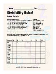 A number is divisible by 2 if the last digit is 0, 2, 4, 6 or 8. Divisibility Rules Worksheets To Teach Rules Of Divisibility Tpt