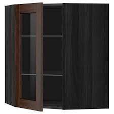 Metod خ حائط زاوية أرفف ب زجاجي أسود Edserum بني Ikea