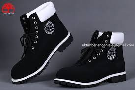 Black And White Timberlands Mens Leather Timberland Tree Logo Embroidery Print Shoes Side Comfortable Padded Collar Padded Collar Timberland Boots Black Timberland Boots Mens Boots