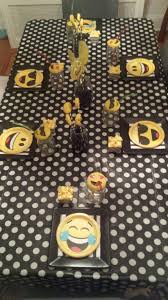 Black White Emoji Table Setup Emoji Party Decorations Emoji Party Emoji Birthday Invitations