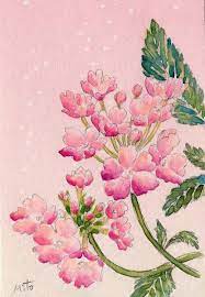 ピンクノバーベナの作り方 カード レター 紙小物 ステーショナリー アトリエ 花 絵 水彩絵の具 水彩