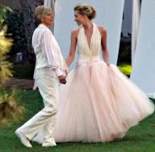 Ellen Degeneres Marries Lesbian Partner Portia De Rossi In Sunset La Ceremony Celebrity Wedding Dresses Evening Dresses For Weddings Ball Gown Wedding Dress