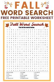 Fall Word Search Fall Words Fall Word Search Hidden Words