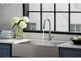 Kohler finish resists corrosion for added durability; K 596 Simplice Single Handle Kitchen Sink Faucet Kohler