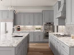 The office space is an added bonus for homework time and paperwork. Buy Lait Gray Assembled Kitchen Cabinets Online