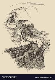 Great Wall Of China Vintage Engraved Royalty Free Vector