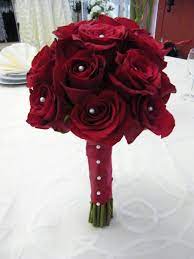 Freedom Red Roses With Pearls Red Rose Bridal Bouquet Bridal Bouquet Wedding