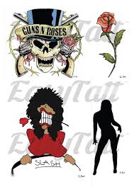 From legendary front man axl rose to lead guitarist slash, discover the top 40 best guns and roses tattoo designs for men. Slash Temporare Tattoos Komplette Set Waffen N Rosen Etsy