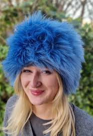 Beautiful Cornflower Blue-faux Fur Winter Hat-blue Fur Hat- Blue Russian  Hat-russian Hat-fake Fur Hat-blue Fur