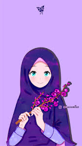  009 Wallpaper Dark Gambar Kartun Muslim Muslimah Cantik Terbaru Flower Kartun Wallpaper Kartun Wallpaper Anime