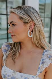 Myra White Iridescent Hoop Earrings