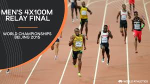 In the 4x100 m relay only the starting runner has to do a start from zero speed or a start from a stationary position. Men S 4x100m Relay Final World Athletics Championships Beijing 2015 Youtube