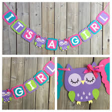 It S A Girl Owl Banner Purple Teal Pink Green Owl Banner Baby Shower Decoration Gender Reveal Owl Theme Banner Baby Shower Owl Banner Owl Baby Shower Baby Shower Purple Teal Baby