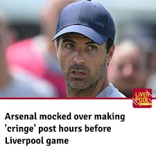 Arsenal's pre-match post before facing Liverpool at Anfield