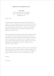 Registration Clerk Job Application Letter Templates At Allbusinesstemplates Com
