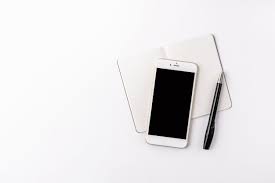 Smartphone Mockup Notepad Top View White Desk Powerpoint Background Free Black Background Images Collage Background