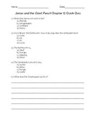 Children play as individuals with the worksheet or as teams using the 'hexbusters' . James And The Giant Peach Chapter 12 Quick Quiz By Teacher Chip S School Store