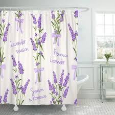 Fabric Shower Curtain Blue Rose Of Lavender Flowers On White Watercolor Pattern With Swatch Green Vintage Bathroom Curtains Shower Curtains Aliexpress