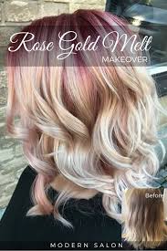 Brown hair with blonde highlights on the bottom. How To Rose Gold Color Melt Blonde Hair With Roots Gorgeous Hair Color Hair Color Highlights