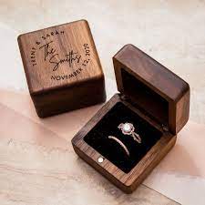 Square Double Ring Box Custom Engraved Wood Ring Bearer Box Etsy Wood Ring Box Double Ring Box Wooden Engagement Ring Boxes
