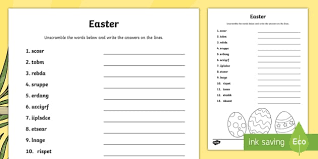 Find 10 letter words by vowels, syllables, origin and more. Easter Word Unscramble Teacher Made