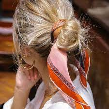 A Silk Scarf Is The Perfect And Easiest Way To Upgrade A Ponytail Or Messy Bun Plus It Gives The Illusion Of A Scarf Hairstyles Hair Wraps Silk Scarf Hair