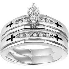 Forever Bride 1 5 Carat T W Diamond Sterling Silver Cross Bridal Set Walmart Com Sterling Silver Cross Silver Cross Bridesmaid Jewelry Sets