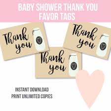 Show your gratitude with our selection of stylish baby shower thank you card templates you can personalize to suit any party theme. Free Printable Milk Jar Baby Shower Thank You Favor Tags Print It Baby