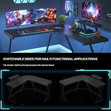Check spelling or type a new query. Buy Foxemart L Shaped Gaming Desk 51 Corner Game Desk Home Office Desks With Large Monitor Stand Computer Desk With Round Corner Black Online In Indonesia B085dqfs4b