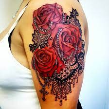 Hearts and roses in tattoos symbolize love and passion. Red Roses Tattoo Design Ideas For Her Red Rose Tattoo Lace Tattoo Rose Tattoos