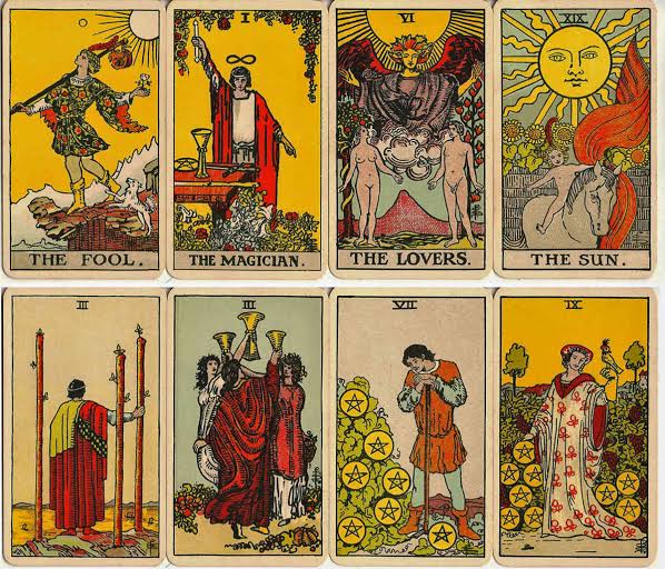 The iconic Rider-Waite-Smith tarot deck designed by Pamela Colman Smith and Arthur Edward Waite, AI generated