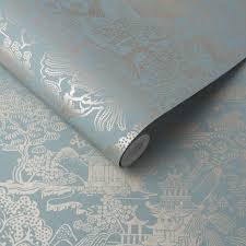 Basuto Duck Egg Wallpaper Blue Wallpaper Graham Brown Luxe industrial stripe silver wallpaper. basuto duck egg wallpaper