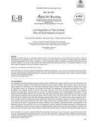 Malaysia has a total land and water area of 127,354square miles of which only 0.3% is water. Pdf Land Registration Of Titles At Stake West And East Malaysia Compared