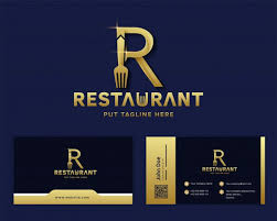 Creative Fork With Letter R Logo Template For Restaurant Company Letter R Lettering Logo Templates