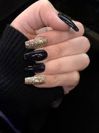 Matte black nails stiletto nails coffin nails fake nails | etsy. Black And Gold Coffin Nails Black Gold Nails Gold Sparkle Nails Gold Acrylic Nails
