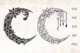 Floral Zentangle Moon Svg Vector Pre Designed Photoshop Graphics Creative Market