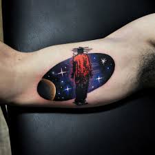 Black white spiral galaxy tattoo on left shoulder for men. 75 Space Inspired Tattoos For People Who Are Fascina