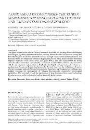 Taiwan importers and exporters are the one of the most important trade partners of several countries. Pdf Large And Latecomer Firms The Taiwan Semiconductor Manufacturing Company And Taiwan S Electronics Industry