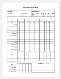 Safety report templates 15 free word pdf apple pages format. Vehicle Information Inspection Sheets Excel Templates