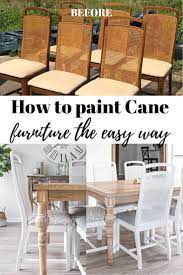 The Best Way To Paint Cane Back Dining Chairs With Minimal Effort Dining Chair Makeover Cane Dining Chairs Painted Chairs Dining Room