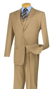 Suit up and stay fresh with our latest drop of men's suits. Wedding Suits For Men Khaki Tan 3 Piece Flat Front Vinci V2tr
