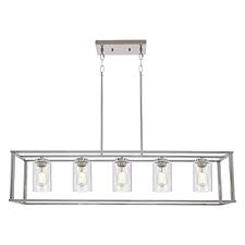 Industrial is one of the styles that just like a must that pendant lighting must be hung over the traditional kitchen island. Buy Vinluz 5 Light Chandeliers Chrome With Clear Glass Modern Industrial Kitchen Island Pendant Lights Linear Dining Room Lighting Fixtures Hanging Farmhouse Flush Mount Ceiling Light For Bar Online In Italy B083nflyrd