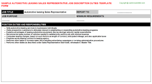 Some gcses, usually including english and maths, or equivalent, for an intermediate. Automotive Leasing Sales Representative Job Description