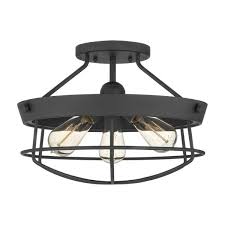 Find new flush mount lighting for your home at joss & main. Dsi Dominic 15 5 In 3 Light Matte Black Rustic Farmhouse Semi Flush Mount Ds18854 The Home Depot