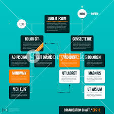 Modern Organizational Chart Template On Turquoise Background