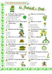 80 st patrick's day trivia questions and answers; The Legend Of Saint Patrick With Answers Esl Worksheet By Maguyre