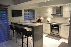 Sleek and simple styles for the cabinetry that contrast in color from the countertops mark a modern kitchen. 57 Beautiful Small Kitchen Ideas Pictures Small Modern Kitchens Kitchen Design Modern Small Kitchen Layout