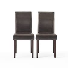 Esteban Brown Leather Parson Dining Chairs (Set of 2)